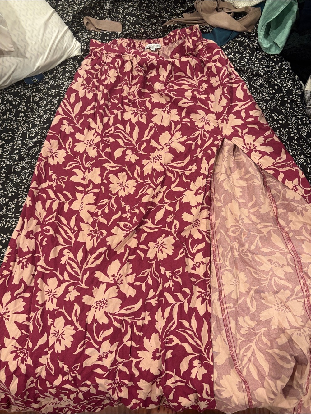 Women’s Pink Floral Midi Skirt